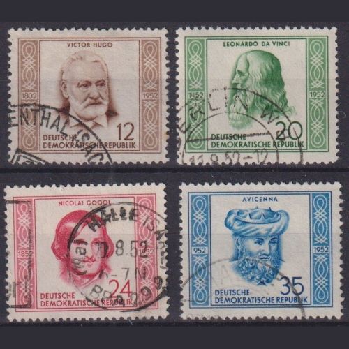 DDR, MiNr. 311-314 gestempelt - Hugo, da Vinci, Gogol, Avicenna