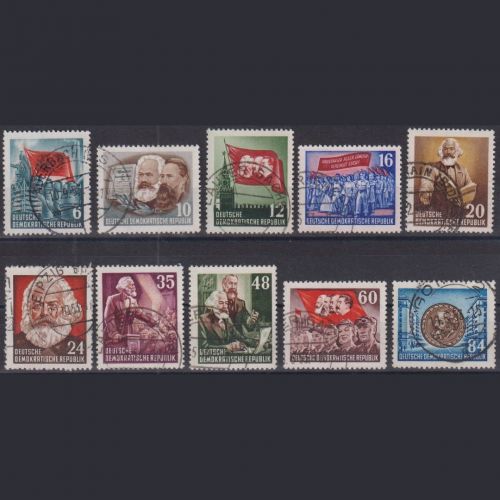 DDR, MiNr. 344-353 gestempelt - 70. Todestag von Karl Marx