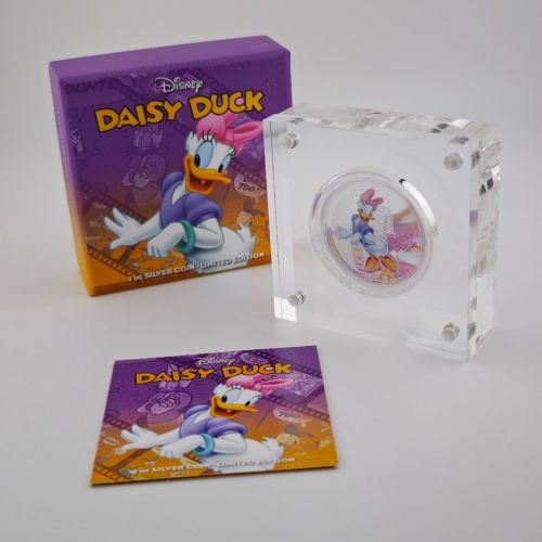 Niue 2 Dollar 2014 | Disney Daisy Duck | 1 Oz Unze Silber | Box + CoA