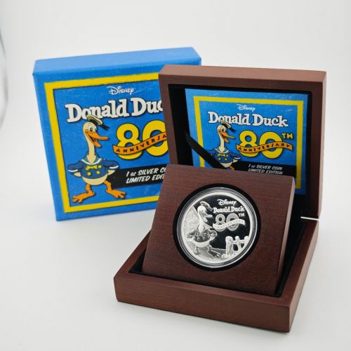Niue 2 Dollar 2014 | Disney Donald Duck 80. Jubiläum 1 Oz Unze Silber Box + CoA