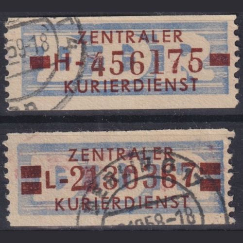 DDR Dienstmarken B - ZKD Wertstreifen Billets 20-21 gestempelt Chemnitz / Berlin