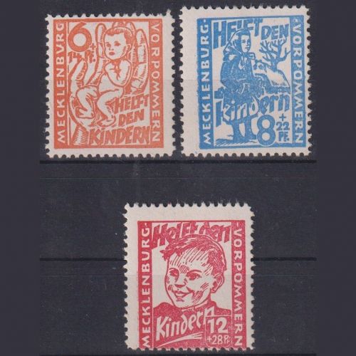 SBZ, Mecklenburg Mi-Nr. 26-28 postfrisch - Kinderhilfe