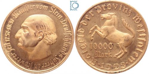 Notgeld Westfalen, 10.000 Mark 1923, Minister von Stein, Jäger N20a