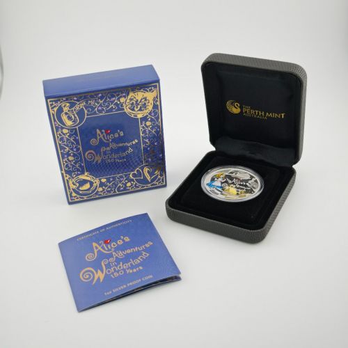 Tuvalu 1 Dollar 2015 | Alice's Adventures in Wonderland 150 Years | 1 Oz Box CoA
