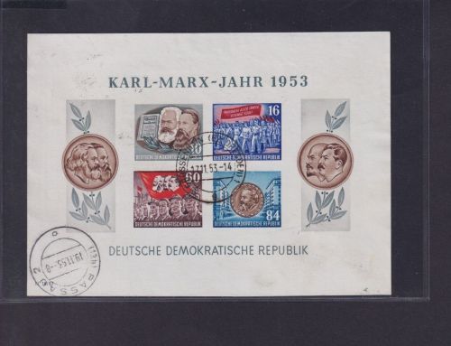 DDR, Block 9 B gestempelt Tagesstempel GROSSENHAIN 1953 - Marx-Block