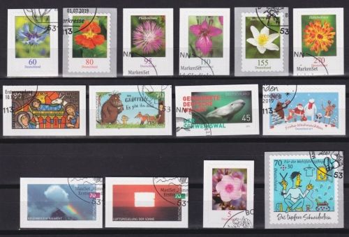 BRD / BUND 2019 selbstklebende Briefmarken getempelt komplett
