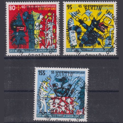 Bund 3522-3524 gestempelt ESST BERLIN – Der Wolf und die sieben Geißlein