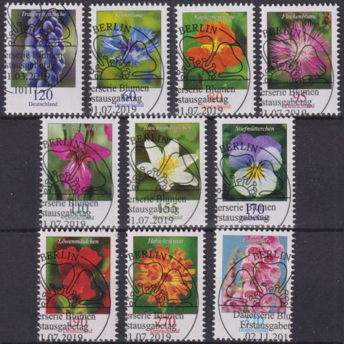 Bund MiNr. 3447, 3468-3474, 3501 Blumen 2019 gestempelt ESST BERLIN