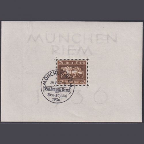 Deutsches Reich, Block 4 SST - 1936 Braunes Band MÜNCHEN-RIEM