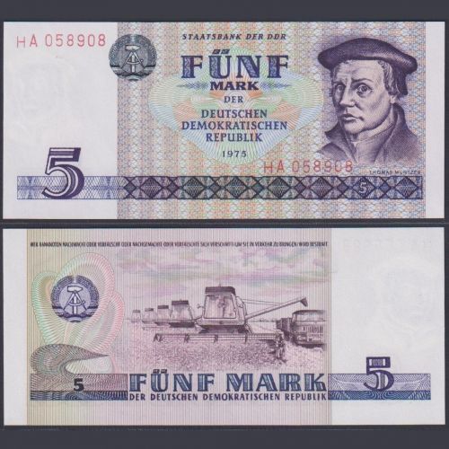 DDR 5 Mark 1975 DDR-23a Ro.361a P#27 - Banknotenserie 1975 Typensatz