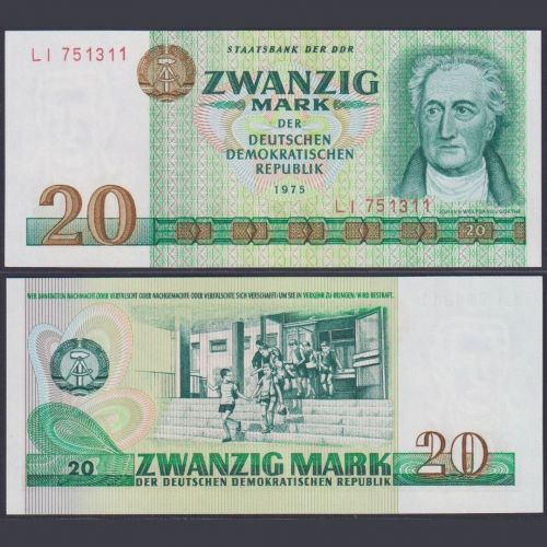 DDR 20 Mark 1975 DDR-24a Ro.362a P#29 - Banknotenserie 1975 Typensatz