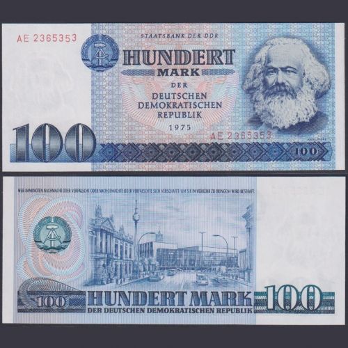 DDR 100 Mark 1975 DDR-25a Ro.363a P#31 - Banknotenserie 1975 Typensatz