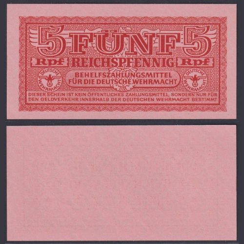 Militärgeld Wehrmacht 5 Reichspfennig DWM-3 Ro.502 P#M33 - Deutsches Reich