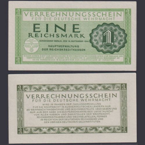 Verrechnungsscheine Wehrmacht 1 Reichsmark DWM-8 Ro.511 P#M38 - Militärgeld 1944