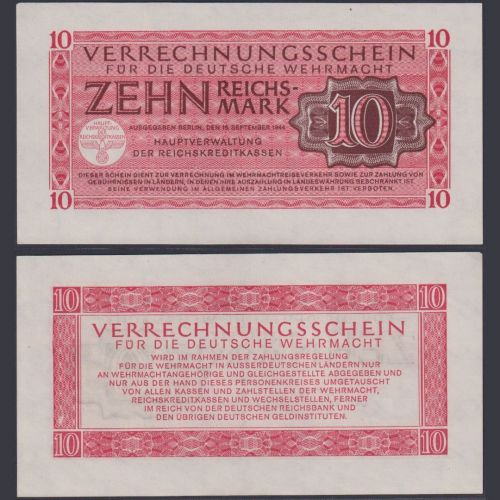 Verrechnungsscheine Wehrmacht 10 Reichsmark DWM-10 Ro.513 P#M40 - Militärgeld 1944