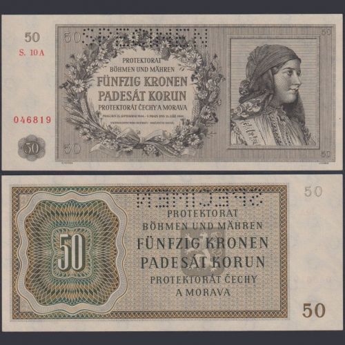 Böhmen und Mähren 50 Kronen ZWK-16b Ro.564b P#10 Besatzungsausgaben