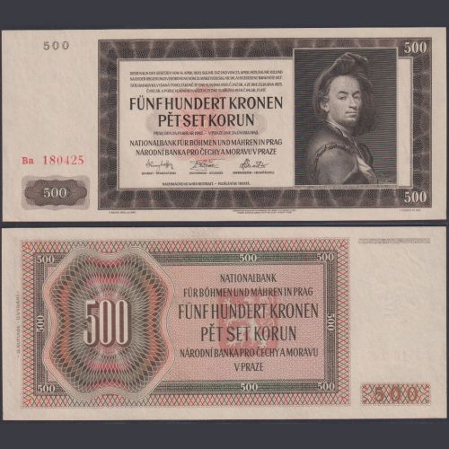 Böhmen und Mähren 500 Kronen ZWK-18a Ro.565d P#12 Besatzungsausgaben