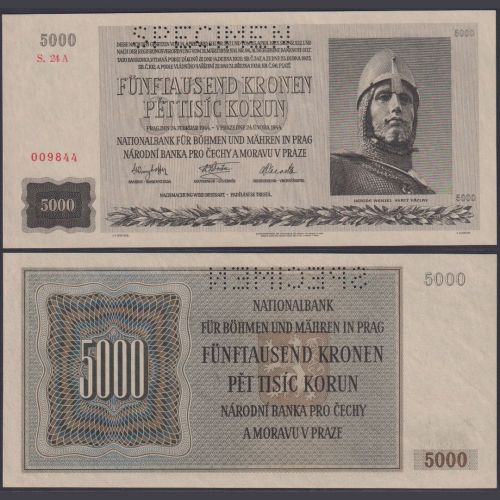 Böhmen und Mähren 5000 Kronen ZWK-23b Ro.568b P#17 Besatzungsausgaben