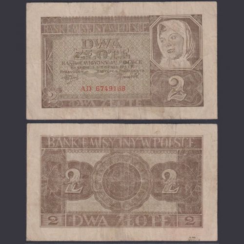 Generalgouvernement Polen 2 Zloty ZWK-27 Ro.572 P#92 Emissionsbank