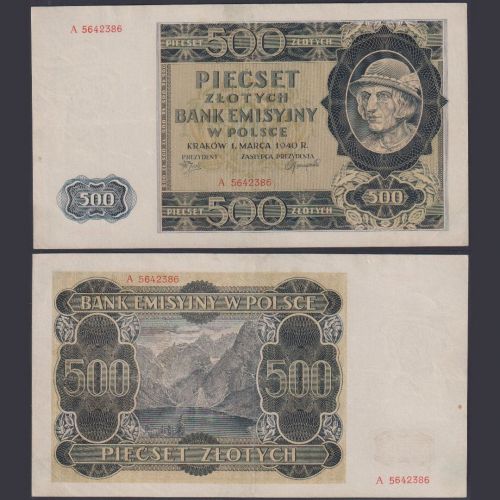 Generalgouvernement Polen 500 Zloty ZWK-33 Ro.578 P#98 Emissionsbank