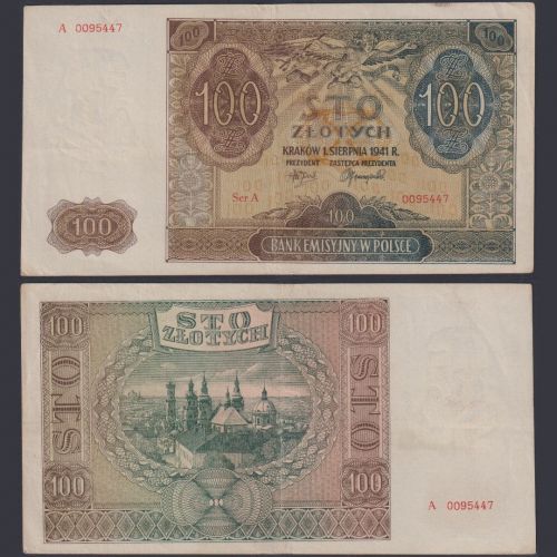 Generalgouvernement Polen 100 Zloty ZWK-38 Ro.583 P#103 Emissionsbank