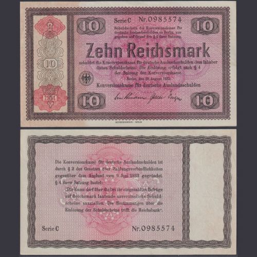 Deutsche Auslandsschulden 10 Reichsmark DEU-233a Ro.709a P#208 Konversionskasse