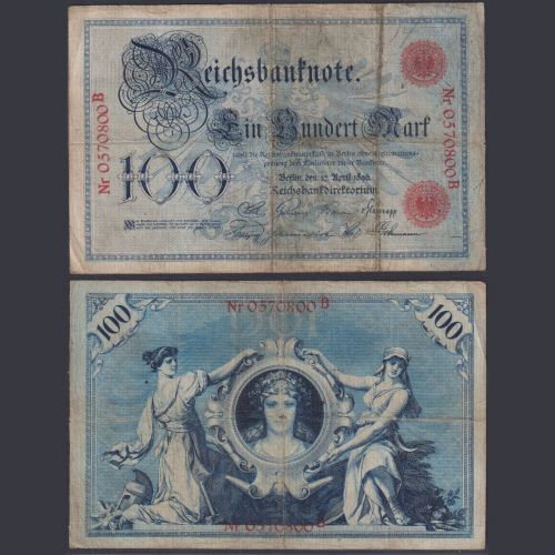Deutsches Reich 100 Mark DEU-11 Ro.15 P#18 Blauer Hunderter 10.04.1896