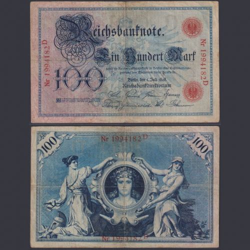 Deutsches Reich 100 Mark DEU-13 Ro.17 P#20 Blauer Hunderter 1.7.1898