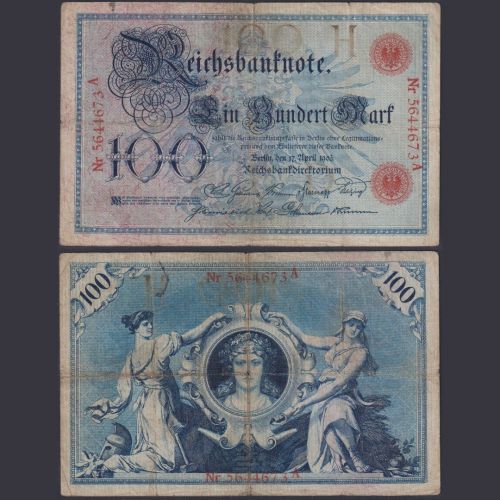 Deutsches Reich 100 Mark DEU-16 Ro.20 P#22 Blauer Hunderter 17.04.1903