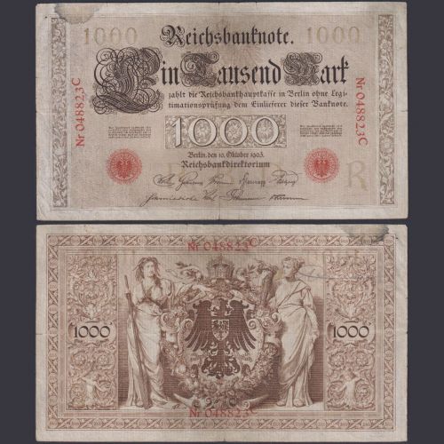 Deutsches Reich 1000 Mark DEU-19 Ro.21 P#23 Brauner Tausender 10.10.1903