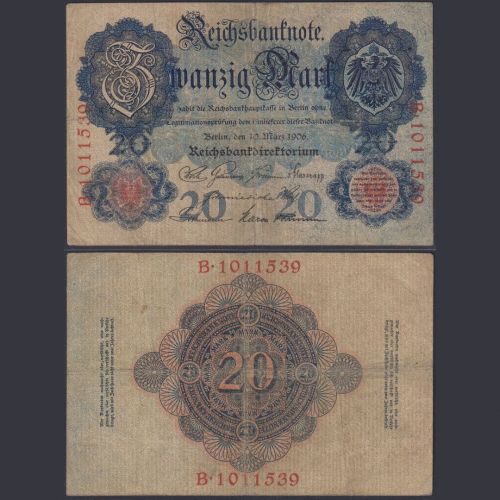 Deutsches Reich 20 Mark DEU-21b Ro.24b P#25 10.03.1906