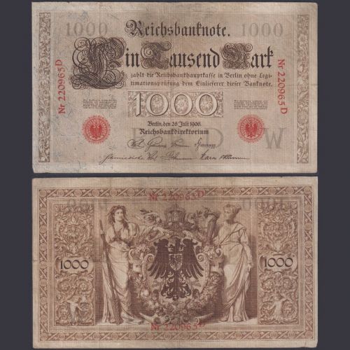 Deutsches Reich 1000 Mark DEU-24 Ro.26 P#27 Brauner Tausender 26.07.1906