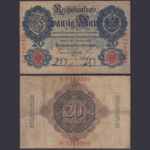 Deutsches Reich 20 Mark DEU-29 Ro.31 P#31 07.02.1908