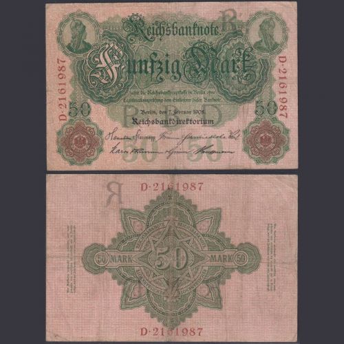 Deutsches Reich 50 Mark DEU-30 Ro.32 P#32 07.02.1908