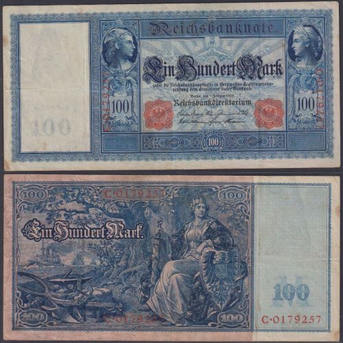Deutsches Reich 100 Mark DEU-32 Ro.35 P#35 Langer Hunderter 07.02.1908
