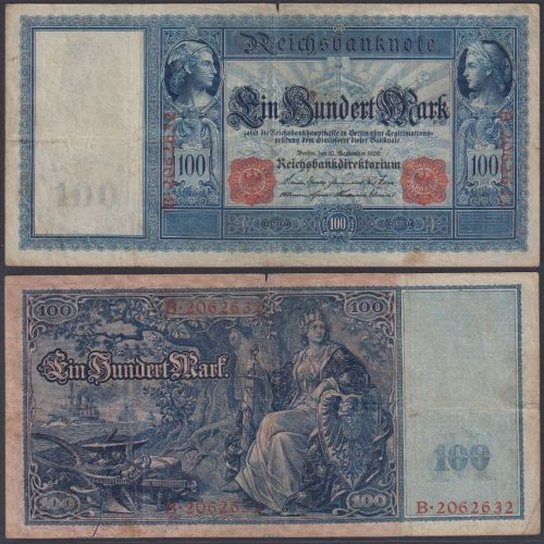 Deutsches Reich 100 Mark DEU-35 Ro.38 P#38 Langer Hunderter 10.09.1909