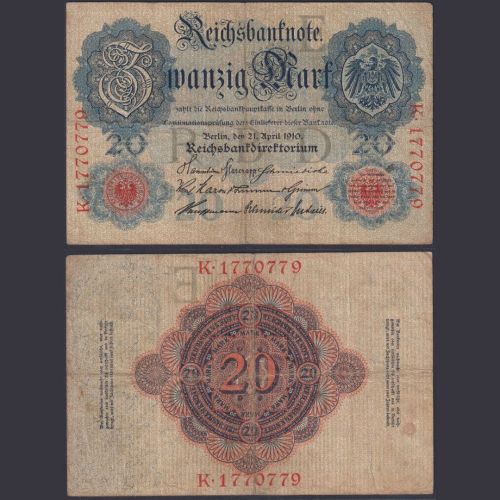 Deutsches Reich 20 Mark DEU-37c Ro.41 P#40 21.04.1910