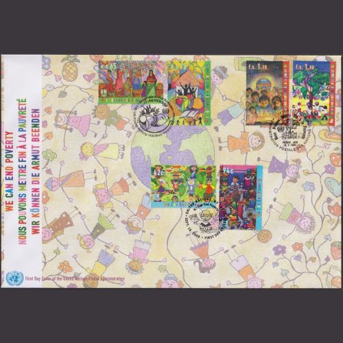 UNO Trio Brief | FDC 2008 | Wir können die Armut beenden | Genf Wien New York