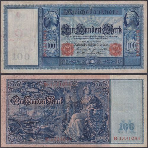 Deutsches Reich 100 Mark DEU-39a Ro.43a P#42 Langer Hunderter 21.04.1910