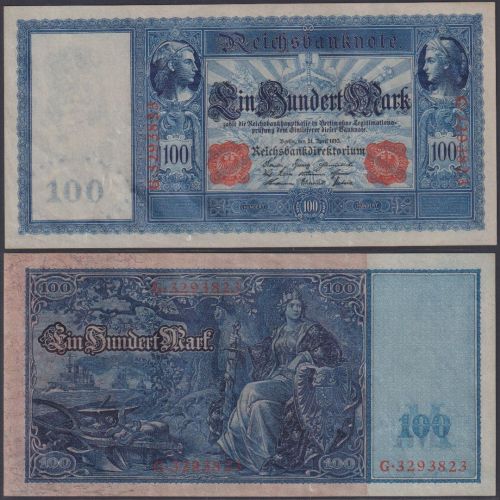 Deutsches Reich 100 Mark DEU-39a Ro.43a P#42 Langer Hunderter 21.04.1910