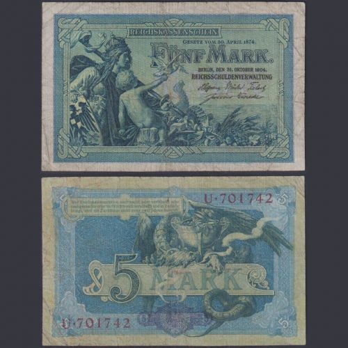 Deutsches Reich 5 Mark DEU-52a Ro.22 P#8 Reichsschuldenverwaltung