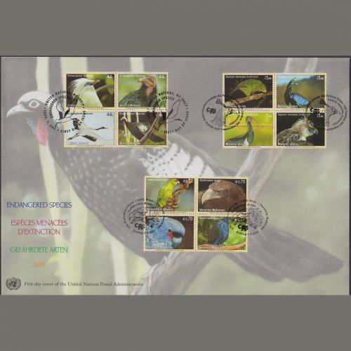 UNO Trio Brief | FDC 2011 | Gefährdete Arten | Genf Wien New York