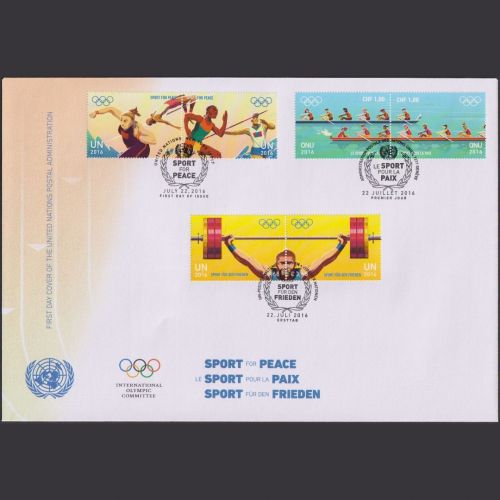 UNO Trio Brief | FDC 2016 | Sport für den Frieden | Genf Wien New York