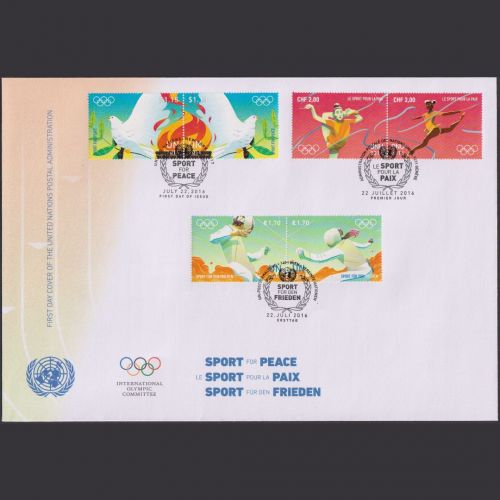 UNO Trio Brief | FDC 2016 | Sport für den Frieden | Genf Wien New York