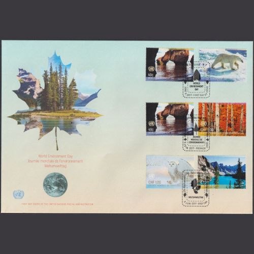 UNO Trio Brief | FDC 2017 | Weltumwelttag | Genf Wien New York