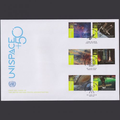 UNO Trio Brief | FDC 2018 | Unispace+50 | Genf Wien New York