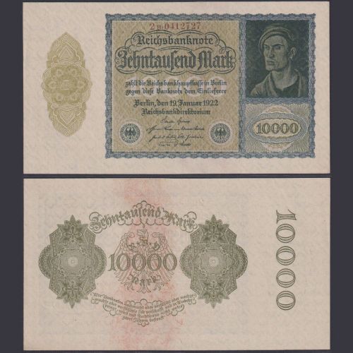 Deutsches Reich 10.000 Mark DEU-78d Ro.69d P#72 Reichsbank 19.1.1922