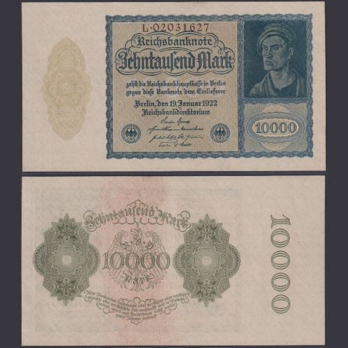 Deutsches Reich 10.000 Mark DEU-78b Ro.69b P#72 Reichsbank 19.1.1922