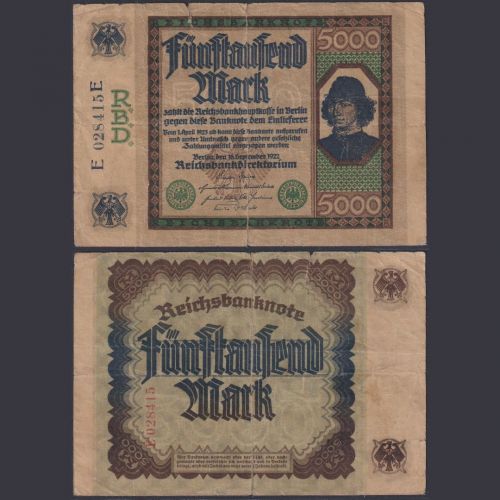 Deutsches Reich 5000 Mark DEU-87 Ro.76 P#77 Reichsbank 16.09.1922