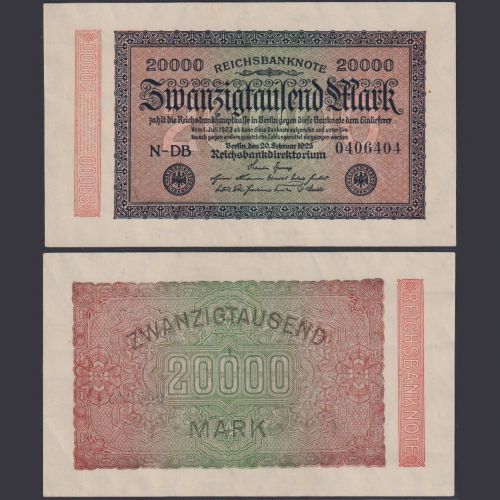 Deutsches Reich 20.000 Mark DEU-95j Ro.84f P#85 Reichsbank 20.02.1923